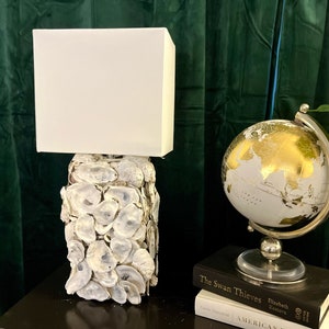 Handmade Oyster Shell Table Lamp, Coastal Cottage Decor