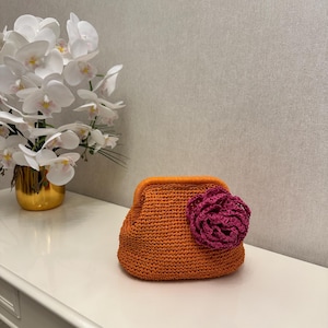 Raffia Pouch Clutch Bag , Straw Bag , Womens Straw Summer Pouch Bag , Pouch Bag