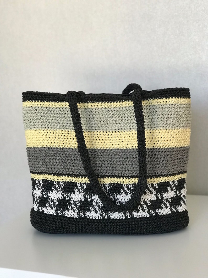 Handmade Crochet Straw Bag Paper Yarn Beach Bag Summer Bag Etsy