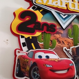 Cake topper Cars/personnage dessin animé/Déco gâteau/anniversaire enfant/baptême/voiture/déco cars/