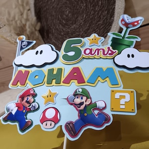Cake topper Mario /Luigi. Déco gâteau/anniversaire enfant/baptême