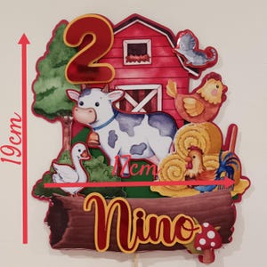 CAKE TOPPER animaux de la ferme/vache/poule/oie/chaton/déco gâteau/déco cupcake. Anniversaire/baptême.