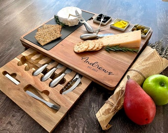 Personalized Charcuterie Board Cheese Board and Knife Set Closing Gift Custom Charcuterie board set Wedding Gift Personalized Christmas Gift