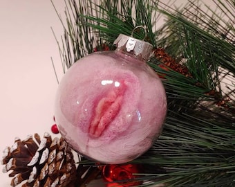 Needle Felted Christmas Vulva Ornament