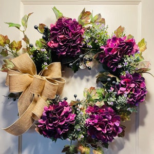 Summer lavender hydrangeas with grape vines spring wreath fall wreath all occasions wreaths