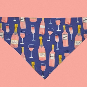 Rosé All Day Over The Collar Dog Bandana, Champagne Dog Bandana, Wine Dog Bandana, Funny Dog Bandana