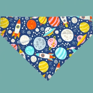 Outer Space Over The Collar Dog Bandana, Planets Dog Bandana, Space Ship Dog Bandana, Galaxy Dog Bandana, UFO Dog Bandana