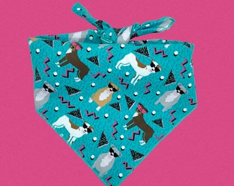 Retro Pitties Tie On Dog Bandana, Pitbull Dog Bandana, End BSL Dog Bandana, Retro Dog Bandana