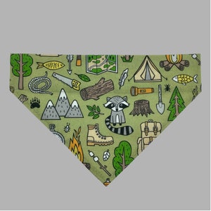 Camping Adventure Over The Collar Dog Bandana, Outdoors Dog Bandana, Hiking Dog Bandana, Campfire Dog Bandana
