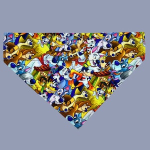 Cute Cartoon Dogs Over The Collar Dog Bandana, Dog Bandana, Colorful Pink Dog Bandana, Nostalgic Bandana, 1990s Kid Dog Bandana