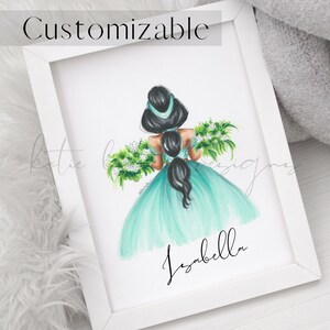 Girl Nursery Princess Decor Girl Room Princess Girl wall art princess wall art princess room girl princess Jasmine decor princess playroom