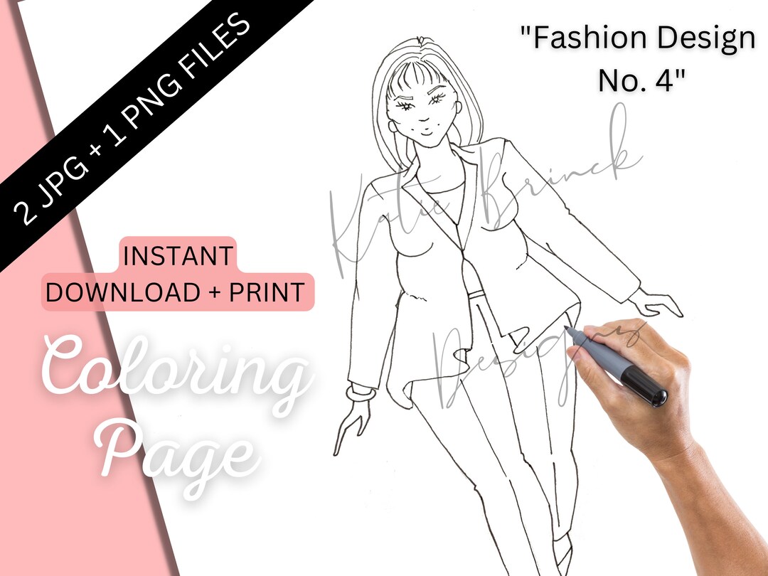 Fashion Coloring Page Plus Size Fashion Illustration Template Fashion ...