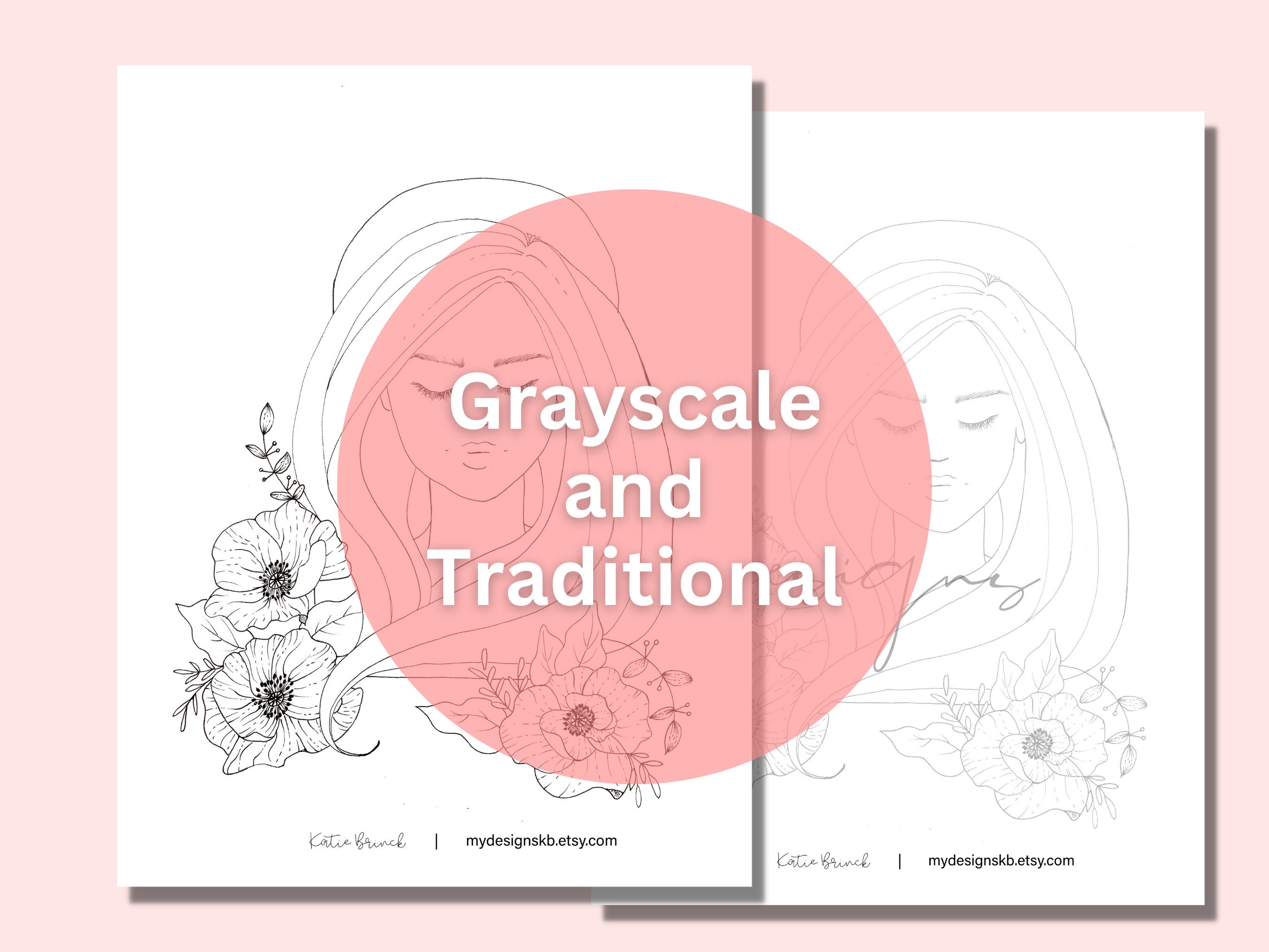 Flower Coloring Page Set 5 Floral Coloring Page Bundle Digital Download ...