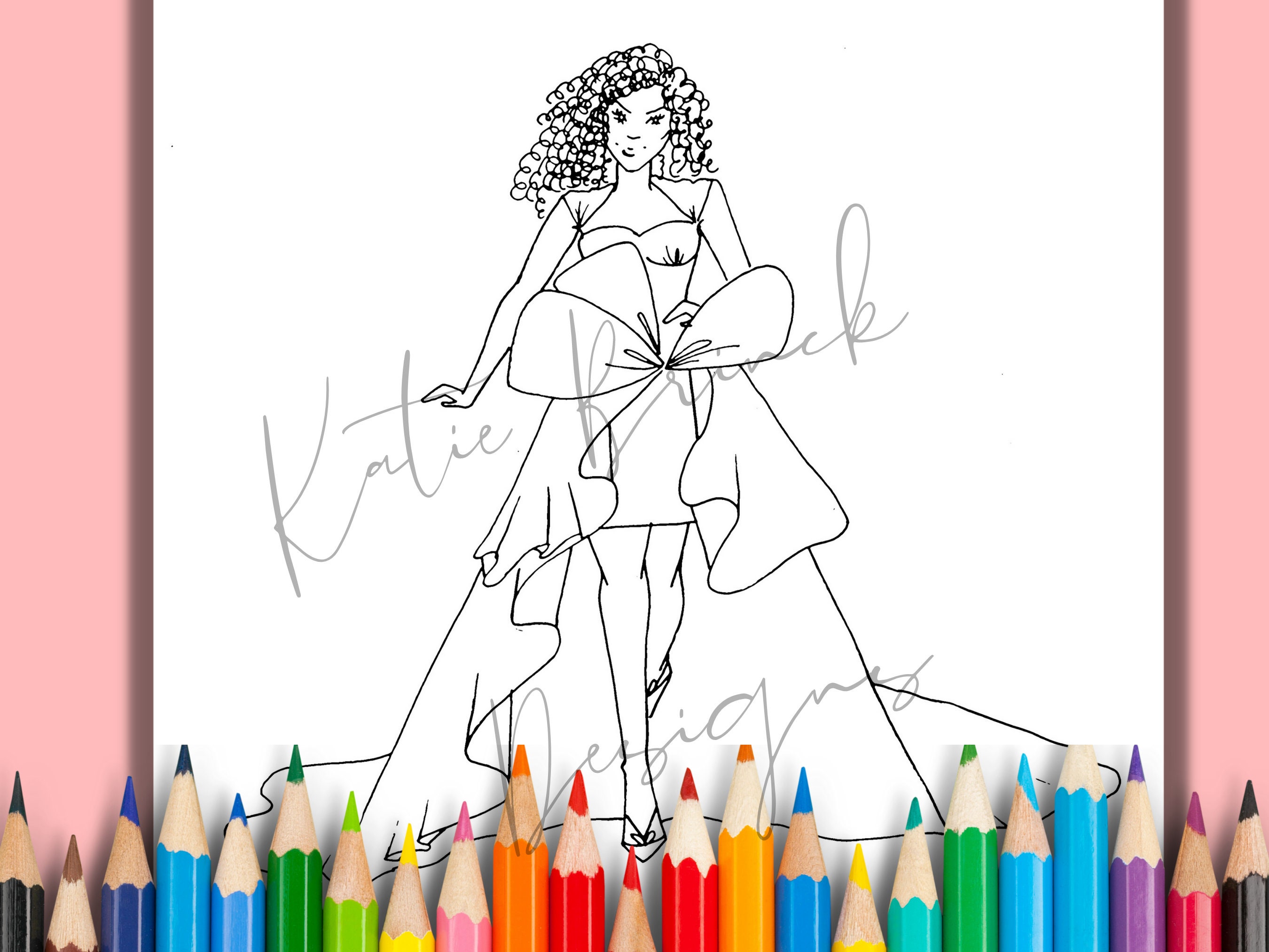 Fashion Coloring Page Couture Coloring Fashion Illustration - Etsy