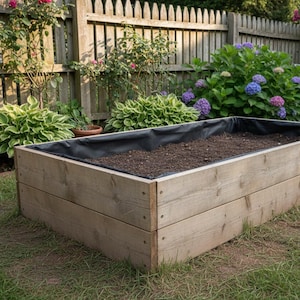 Wooden Garden Raised Grow Beds With Liner - FSC Treated Timber - Various Sizes
