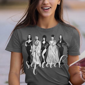 Goth Squad Shirt, Halloween Movie Queens Shirt, Squad T-shirt, Vampira, Lily Munster, Elvira, Frankensteins Bride, Morticia Addams, Horror