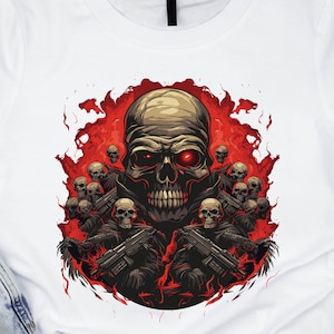 Pistolen-Totenkopf-Shirt, taktisches Schädel-T-Shirt, zweite Änderungsgrafik-T-Stück