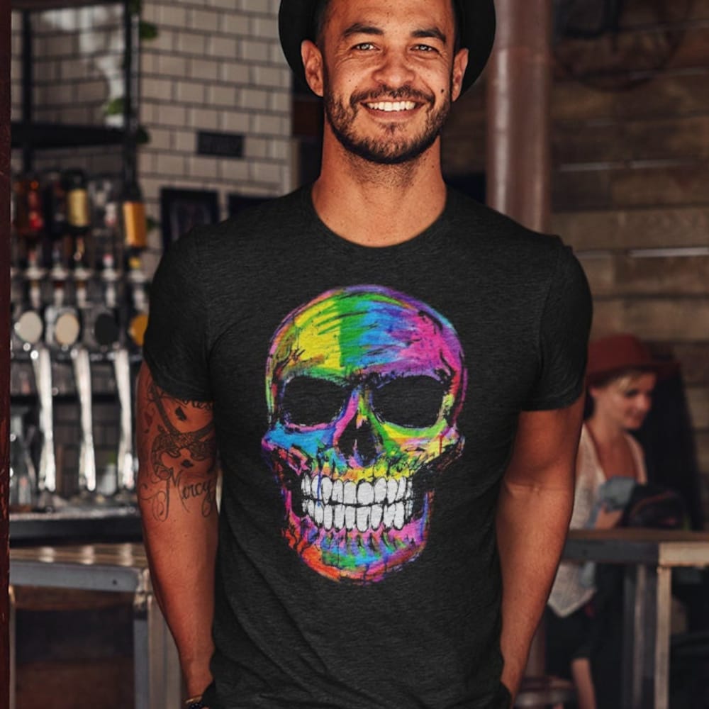 Rainbow Skull Shirt, Spooky T Shirt, Skulls Shirt, Goth Shirt, Skeleton T-Shirt, Skulls Clothing, Trendy Unisex Shirt, Sugar Skull T-Shirt Donuink Store