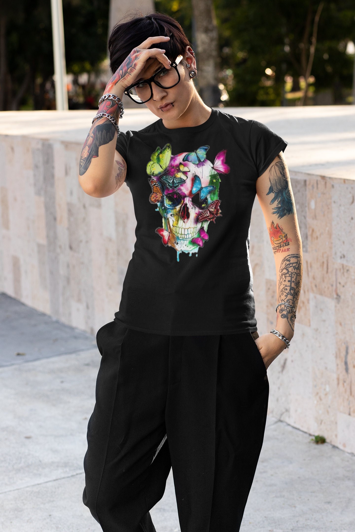 Butterfly Skull Shirt Spooky T Shirt 