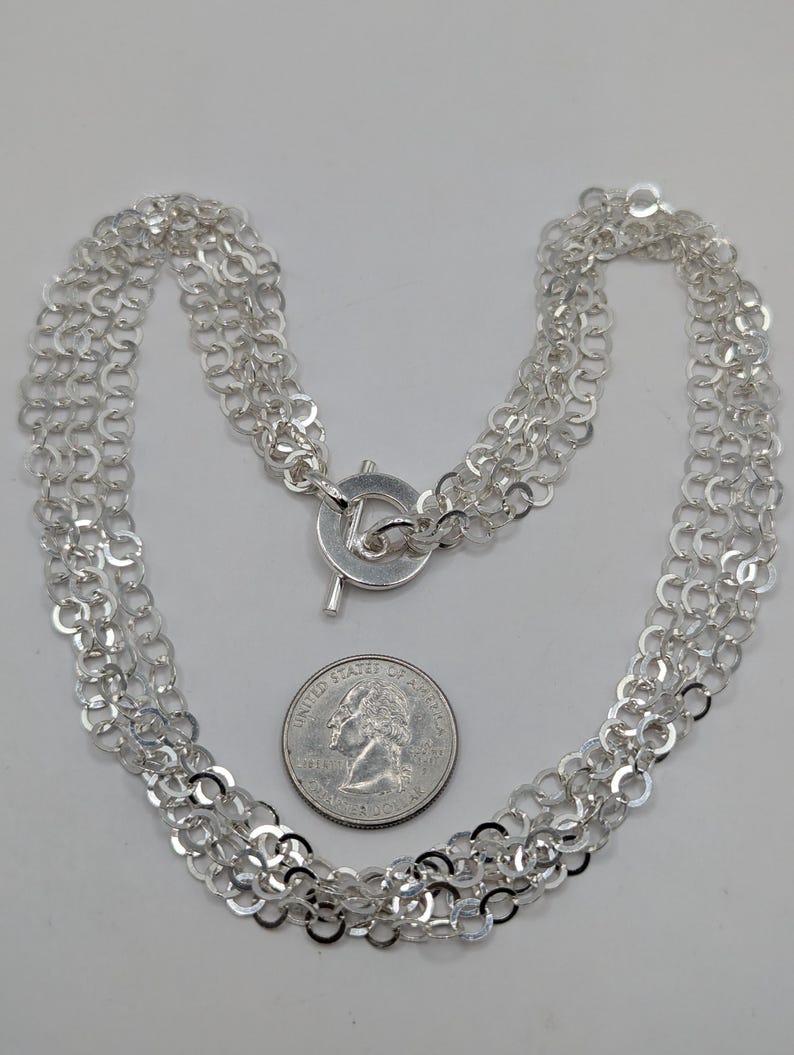 Fas 925 FAS Italy Sterling Silver 925 Four Strand Chain Toggle Necklace - Etsy