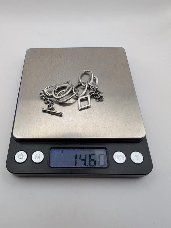 Silver Pave Diamond Link Chain Toggle Bracelet - image 18