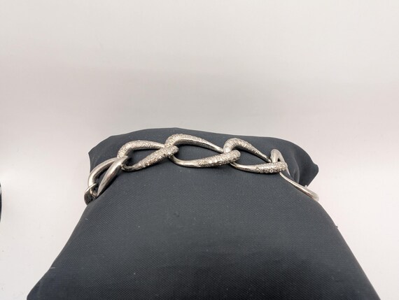 Silver Pave Diamond Link Chain Toggle Bracelet - image 14