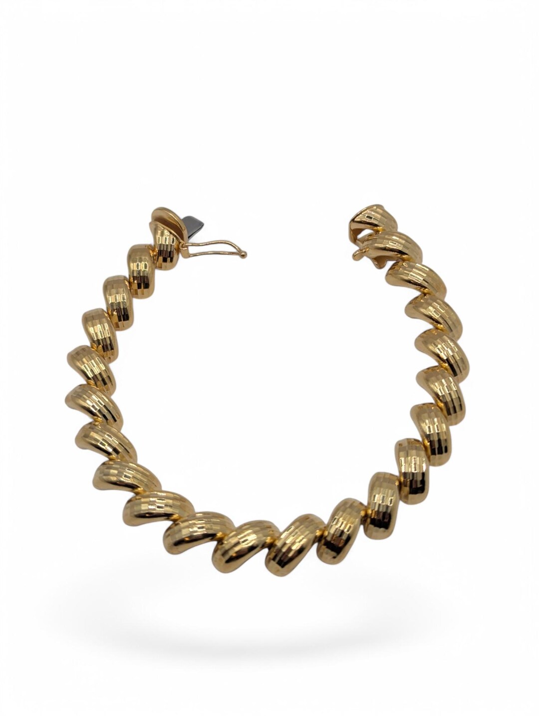 18K Yellow Gold Over Sterling Silver Diamond-cut Herringbone