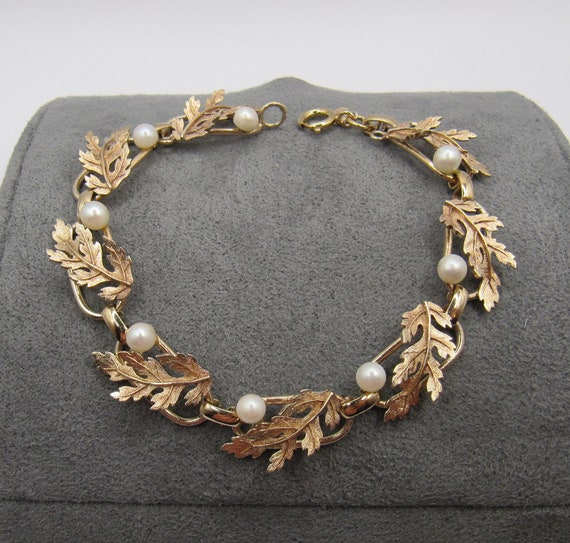 Vintage Wells Sterling Silver faux pearl bracelet - image 8