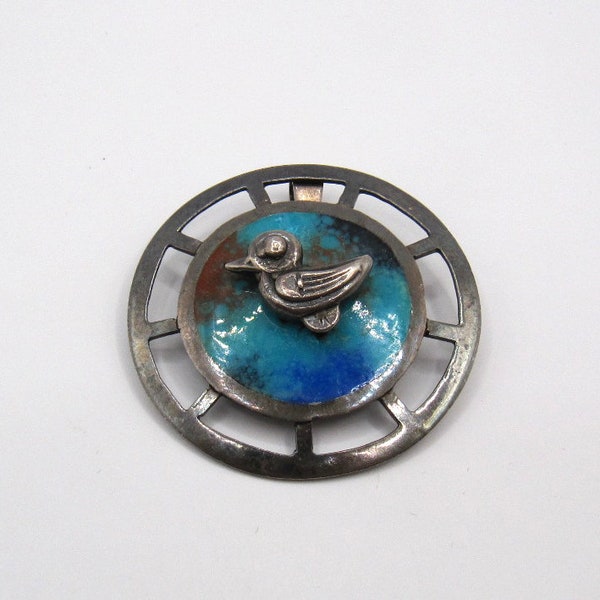 Graziella Laffi Peru Sterling multi color Enamel pendant brooch