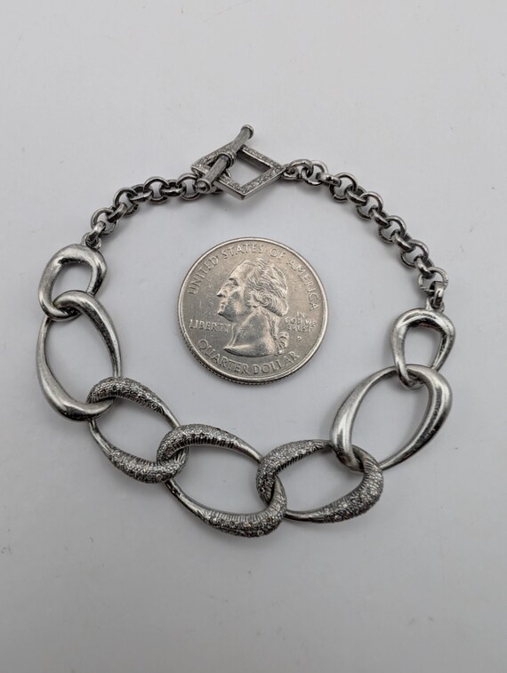 Silver Pave Diamond Link Chain Toggle Bracelet - image 17