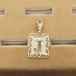 Pingente com pingente letra J em ouro amarelo 14K 585 GD
