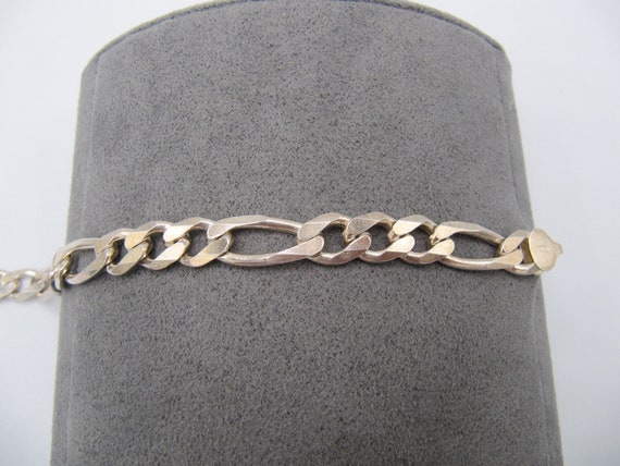 Italy Sterling Silver 925 Figaro Chain Bracelet - image 3
