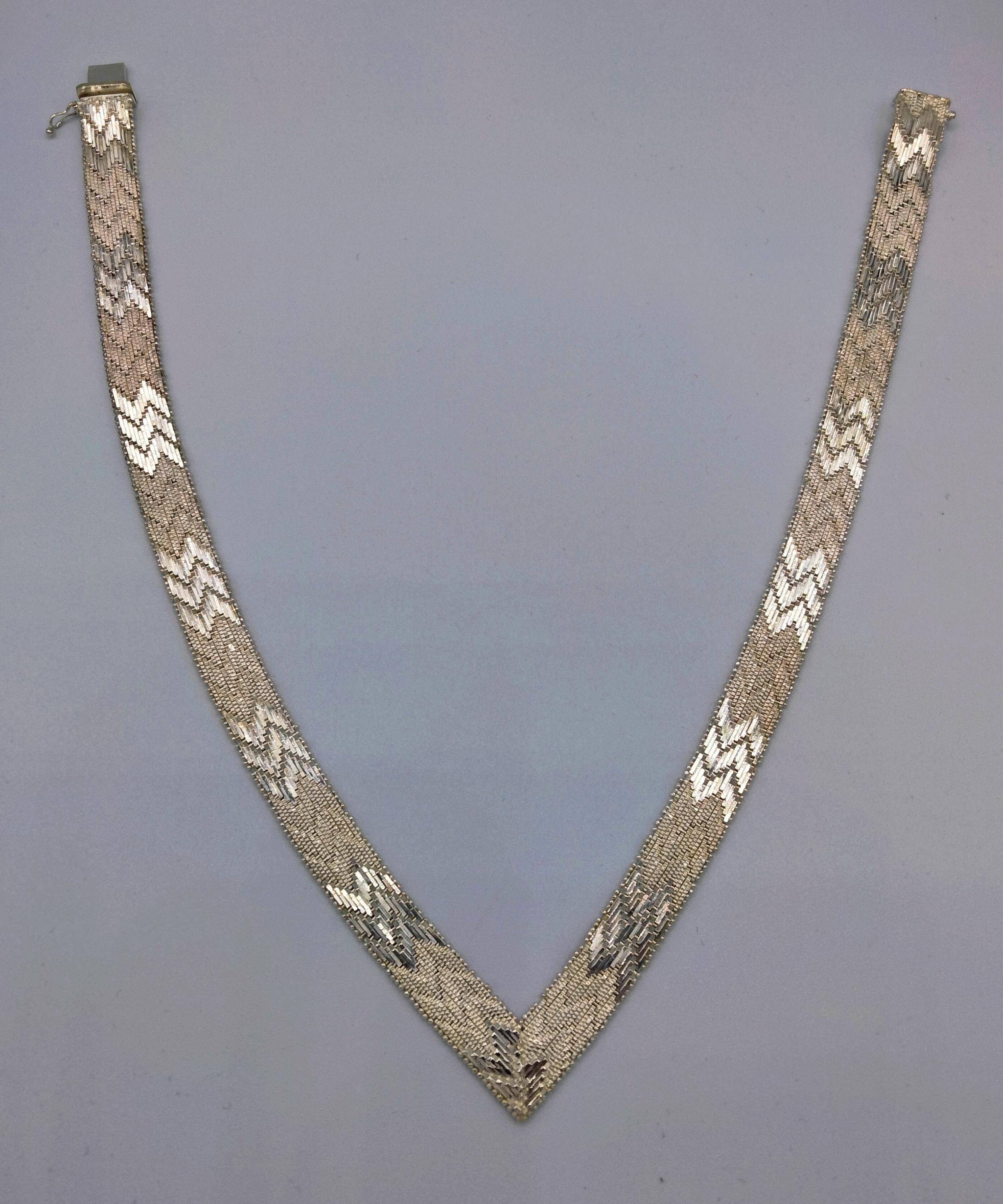 Buy Vintage Taxco Mexico Sterling Silver 925 Chevron Riccio Chain
