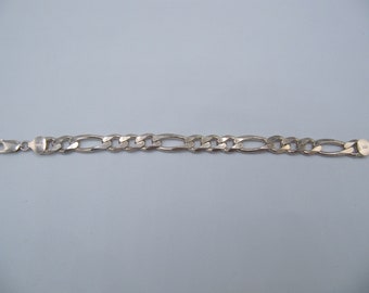 Italy Sterling Silver 925 Figaro Chain Bracelet