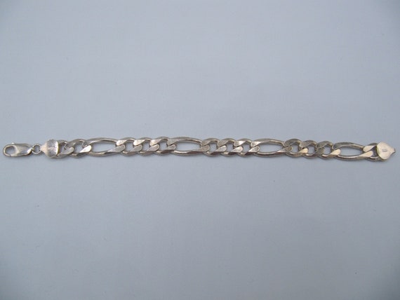 Italy Sterling Silver 925 Figaro Chain Bracelet - image 1