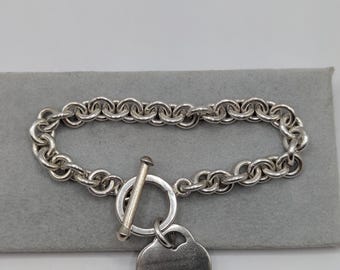 Buy Sterling Silver 925 Heart Charm Toggle Bracelet Online in