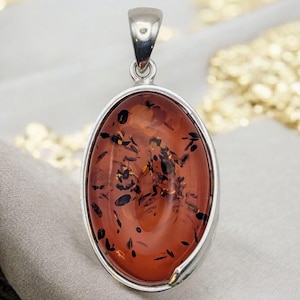 Gdandsk Poland Sterling Silver 925 Baltic Amber Pendant