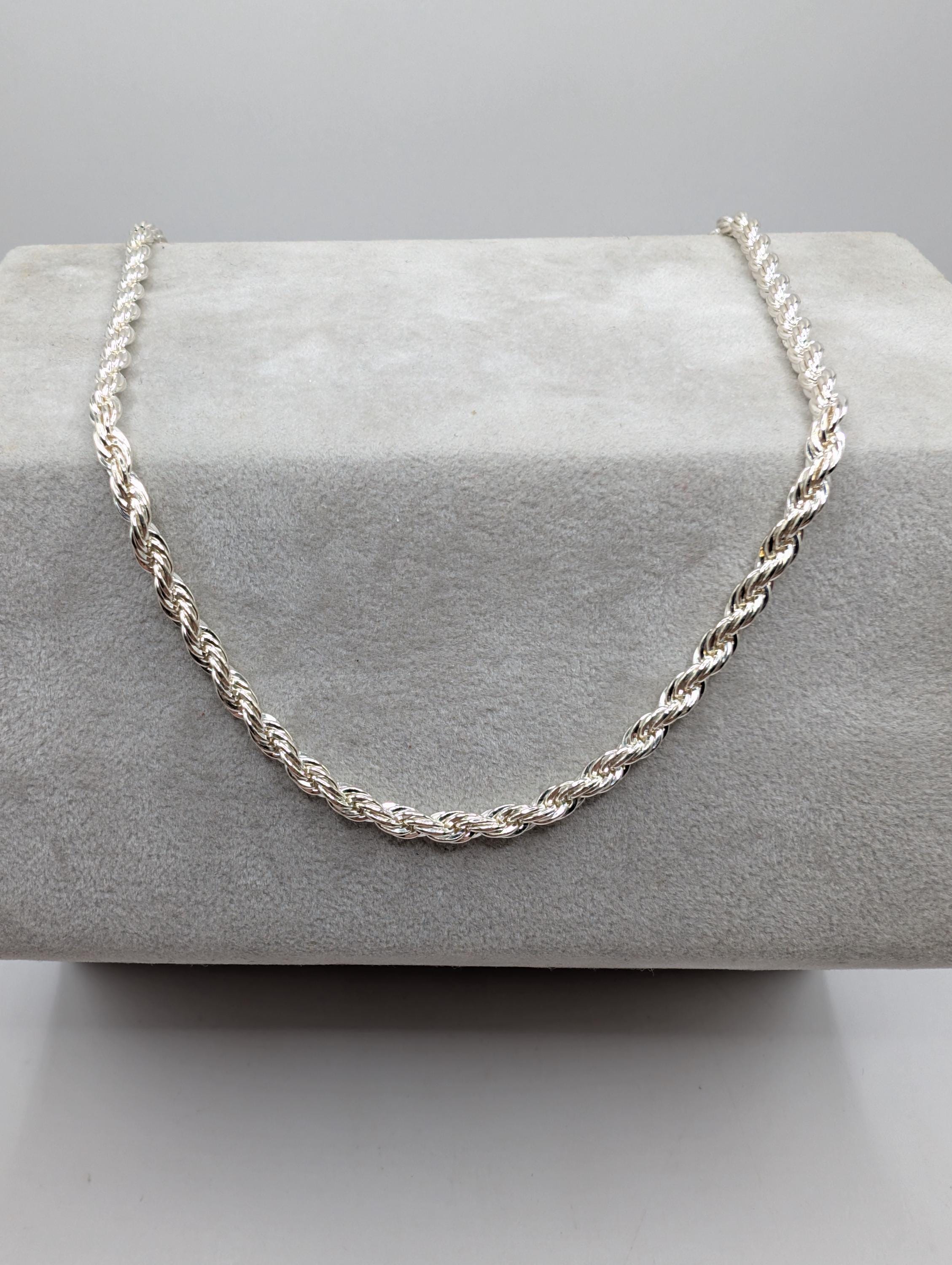 Sterling Silver 925 Twisted Rope Chain Necklace - Etsy
