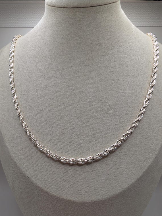 Sterling Silver 925 Twisted Rope Chain Necklace - Etsy