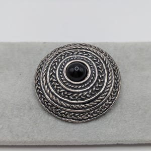 Vintage Taxco Mexico Sterling Silver 925 Black Onyx Pin Brooch