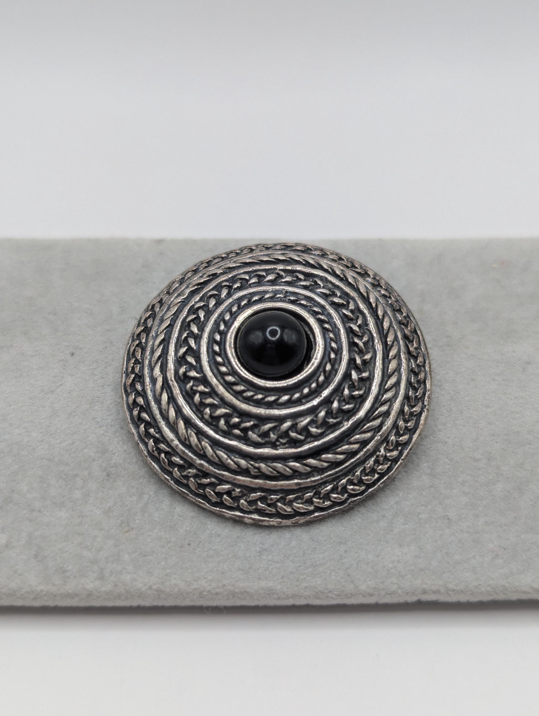 Taxco MEXICO ブローチ SV925 インディアン オニキス Vintage Taxco Mexico Sterling Silver 925 Black Onyx Pin Brooch - Etsy