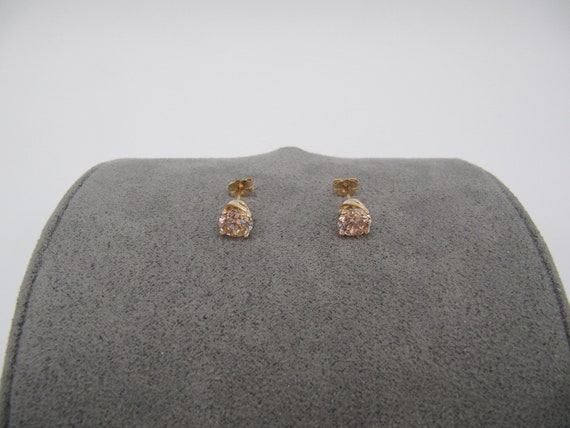 10K Yellow Gold 417 CZ Stud Earrings - image 1