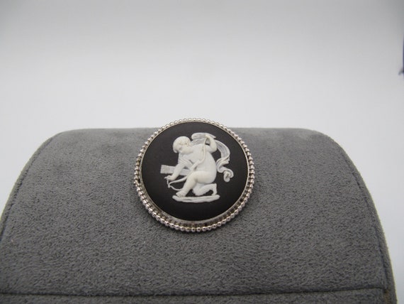 4451 ウェッジウッド ヴィンテージ シルバーブローチ ジャスパー Sv925 ○ab-385/1958年 ウェッジウッド ジャスパー＆シルバー製 天使の