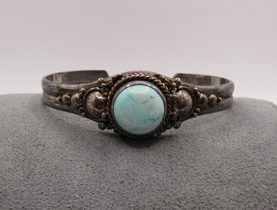 Vintage Sterling Silver Larimar cuff bracelet - image 6