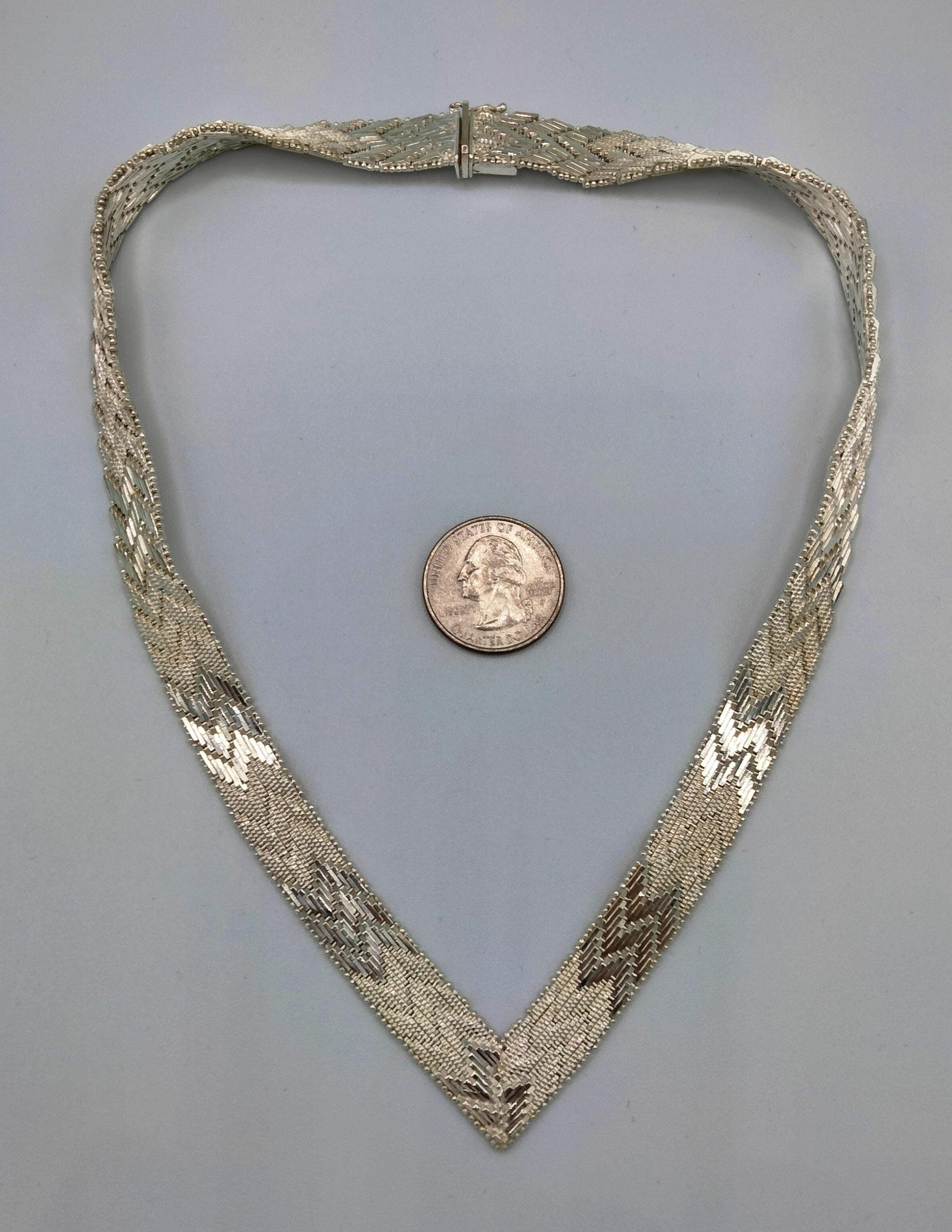 Buy Vintage Taxco Mexico Sterling Silver 925 Chevron Riccio Chain