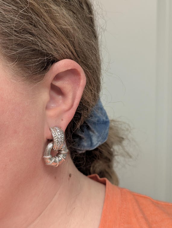 Judith Ripka Sterling Silver 925 CZ Omega Back Dangle Earrings