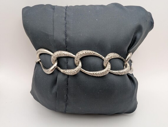 Silver Pave Diamond Link Chain Toggle Bracelet - image 19