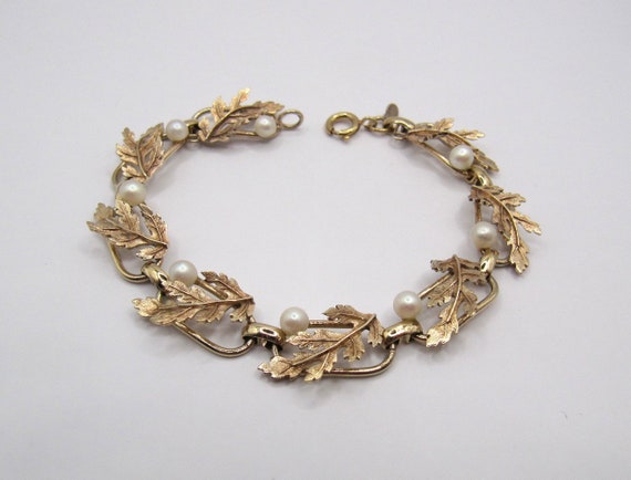 Vintage Wells Sterling Silver faux pearl bracelet - image 2