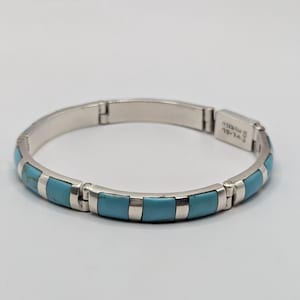 Vintage Taxco Mexico Sterling Silver 925 Turquoise Inlay Bracelet