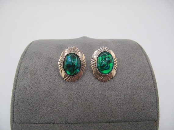 Navajo Nakai Sterling Silver 925 Art Glass Stud E… - image 1